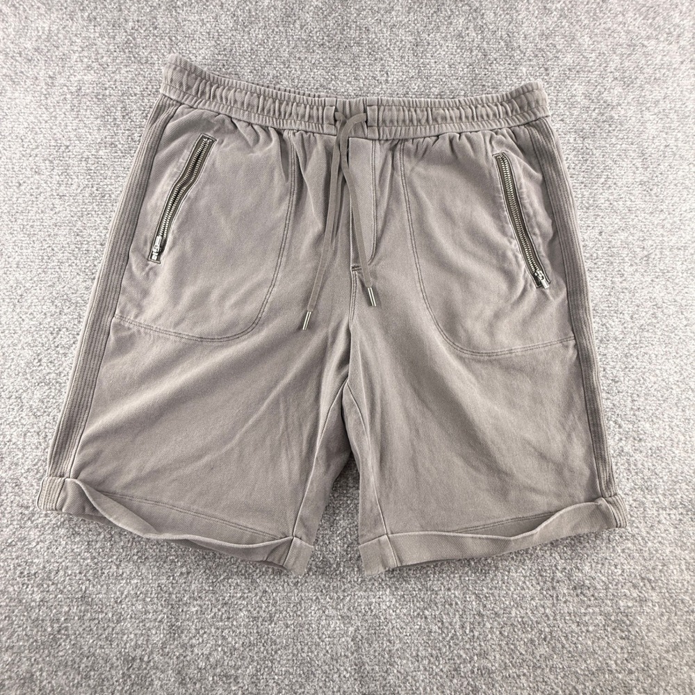 Athleta Farallon 9 Bermuda Shorts Gray Organic Cotton Ribbed Side Zip Pockets 12